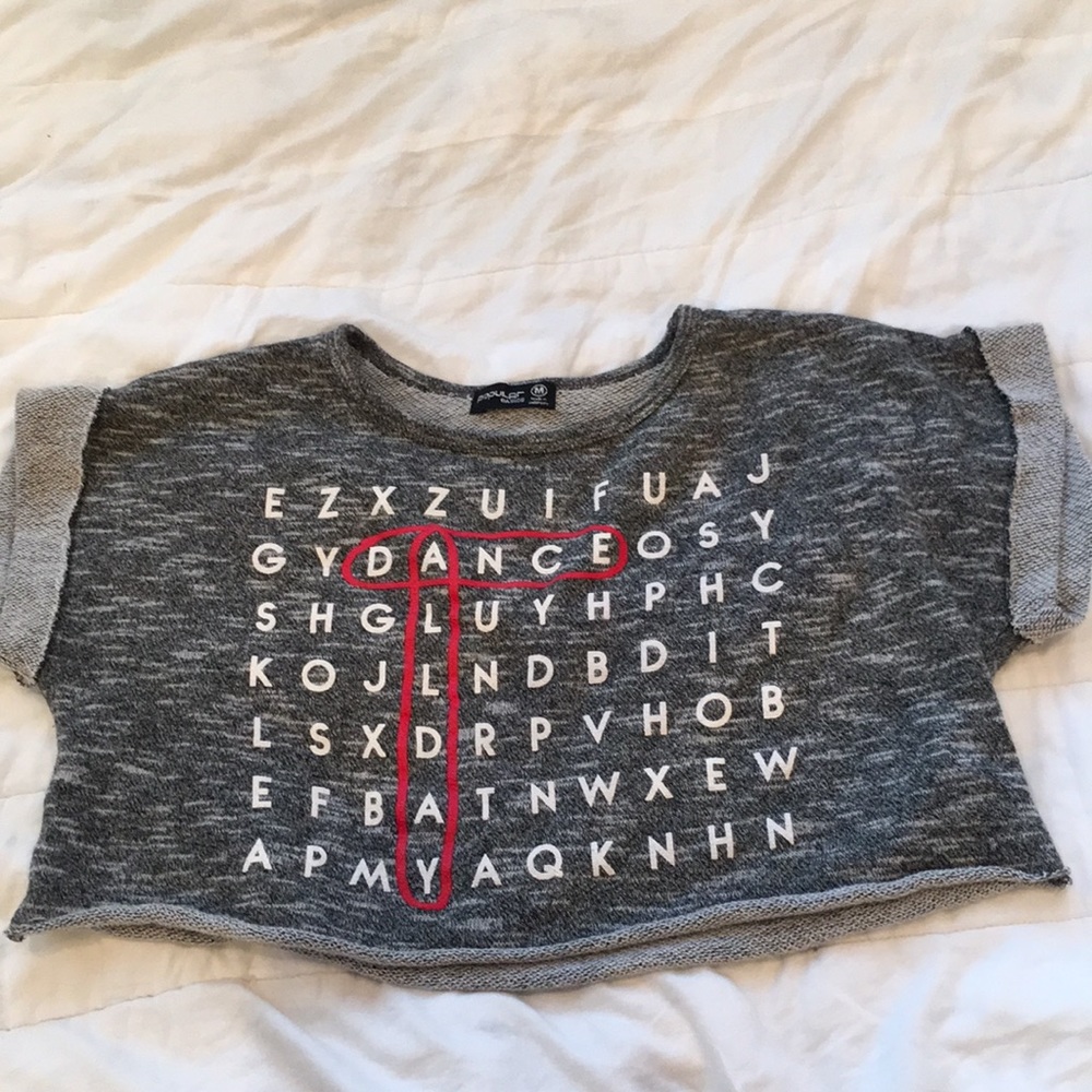 Dance crop top. Cross word. Never worn. Size M.